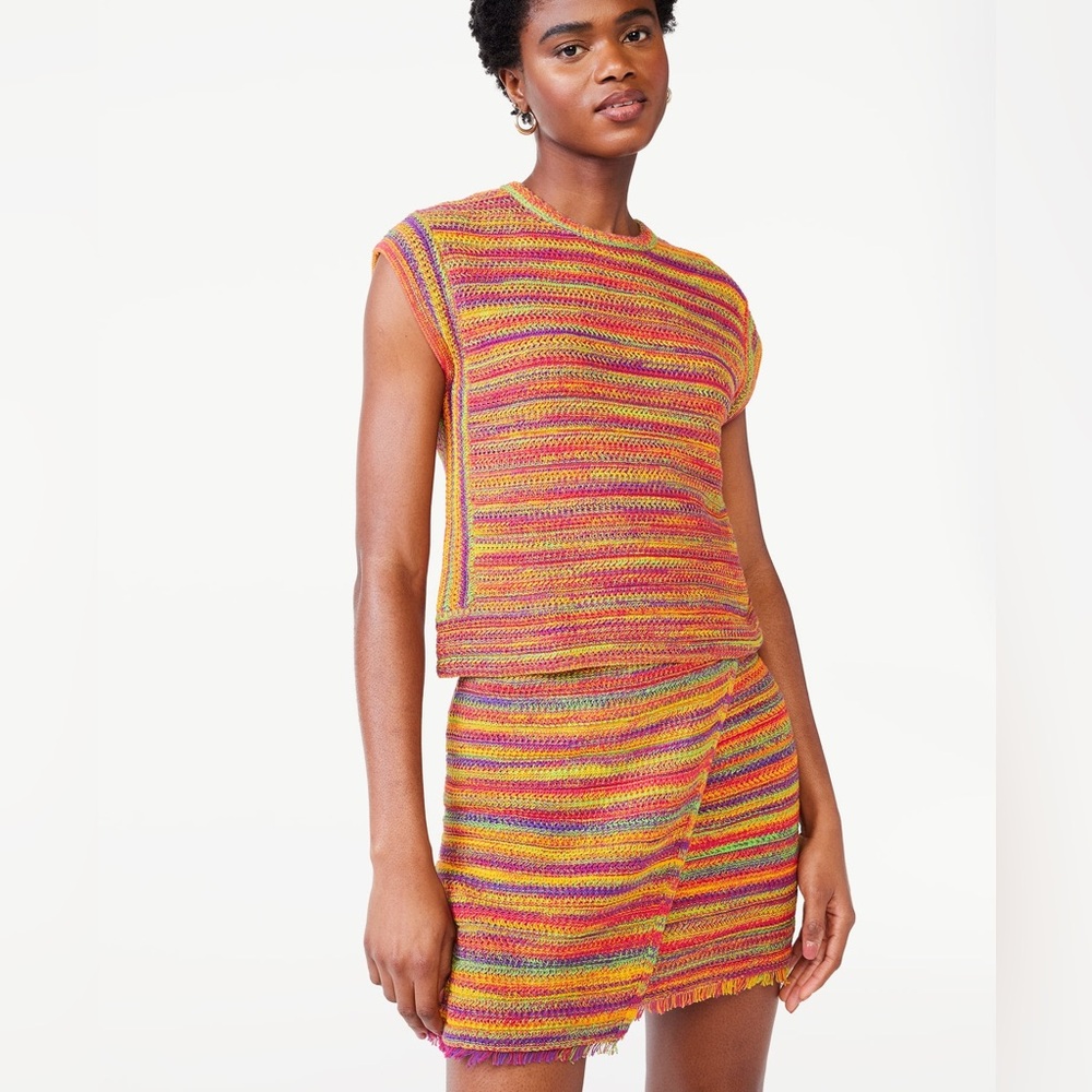 Scoop Two Piece Colorful Crochet Matching Set